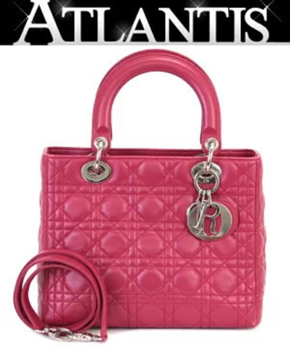 Christian Dior Lady Cannage Bag Pink Lambskin